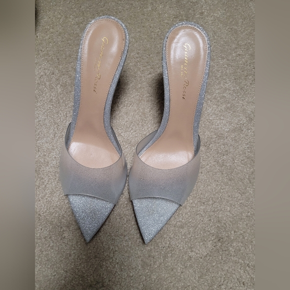 Gianvito Rossi Elle 85 plexi silver glitter mules (size 38) - Picture 7 of 10